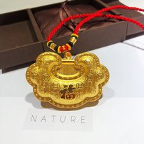 Full gold 999 gold baby safe long life lock gold Baifu coin lock bag gold pendant 3d hard Gold children gift