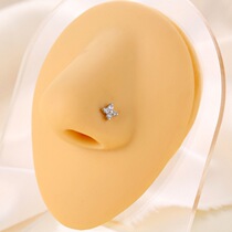 4 Leaves Grass Nose Nail Advanced Sensation Mini Micro Inlaid Zircon Flower Nose Ring Female Low Key Small Flower Nose Nail Nose Trim Tide