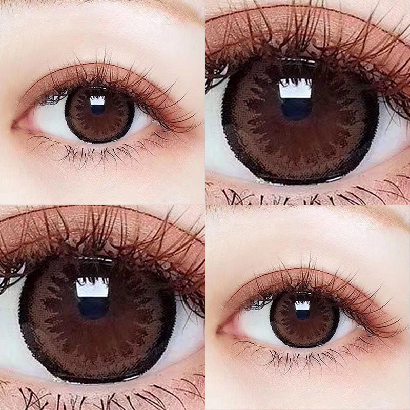 Tears brown beauty contact lenses female annual throwing large diameter 14 8mm mixed blood half-year throwing daily throwing contact myopia glasses Melofi