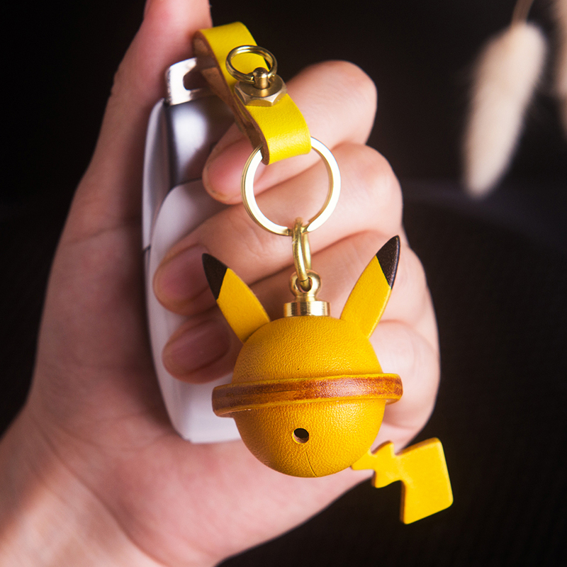 Handmade Cowhide Bell Car Keychain Original Cartoon Elf Pichu Card Holder Pendant Peripheral Pure Copper Ring Pkq Handmade Cowhide Bell Car Keychain Original Cartoon Elf Pichu Card Holder Pendant Peripheral Pure Copper Ring Pkq