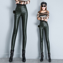 Leather and velvet leather pants womens 2020 new autumn and winter Korean slim thin pencil pants slim high waist pants tide tide