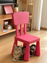 Childrens chair Xiaohongshu same style plastic backrest stool household thickened four-legged chair disassembly express shoe replacement stool