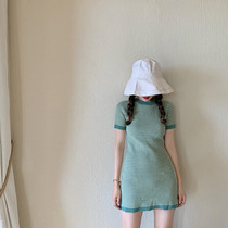 Light-cooked winery oil fruits green small subknitted dress Skirt Ultra Fairy senssen Sweet Beauty Harvest and Lean Temperament summer