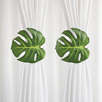Monstera curtain straps a pair of artificial leaf punch-free gauze curtains door curtains fixed storage buckle clip straps
