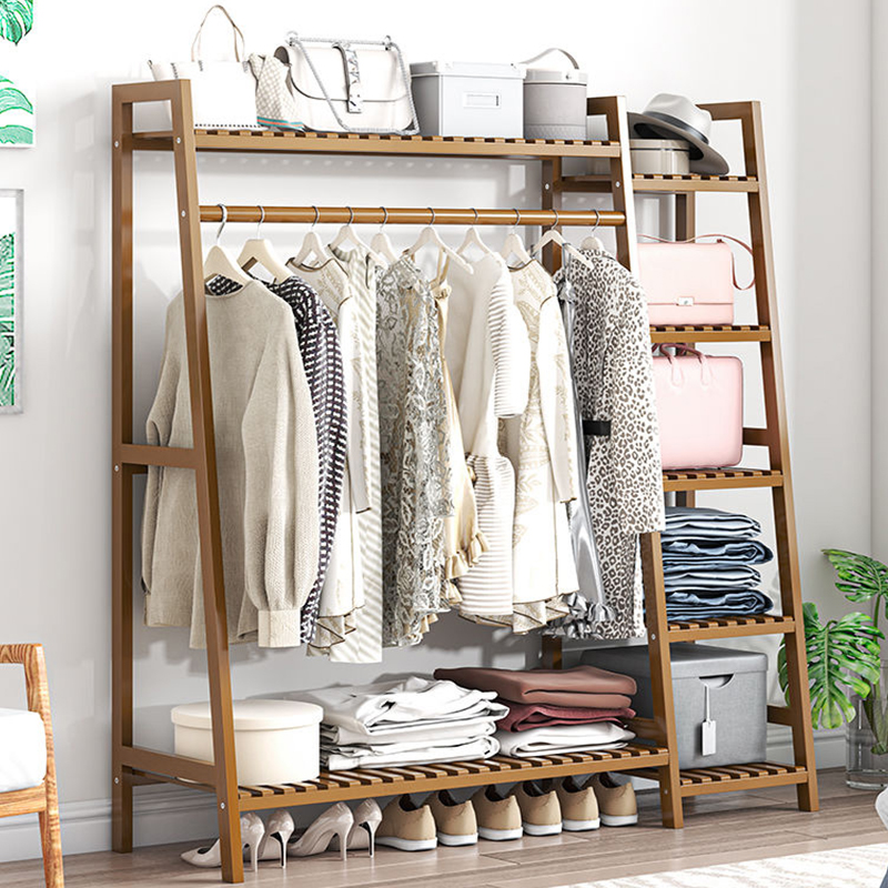 Solid wooden cap frame multi-functional hanging clothes economical modern floor-to-ground minimalist wardrobe collection rack