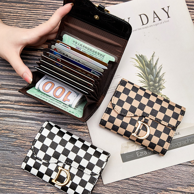 Net red Korean version snap high-end card bag female large-capacity multi-card simple driver's license bag multi-functional coin purse