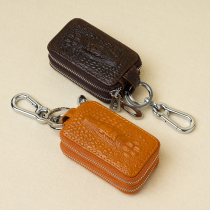 Double zipper key bag atmospheric leather waist hanging mens large capacity remote control car key set universal ladies