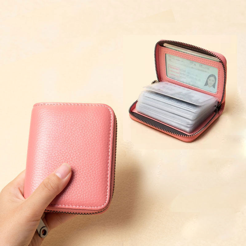 Fashion trend small leather anti-theft brush anti-degaussing card bag organ mirror window large-capacity driver's license bank card holder