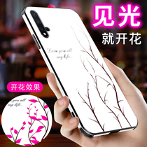 In case of light flowering mobile phone shell Huawei nova4 glass female simple new high-grade fashion soft shell nova4e limited edition net red silicone all-inclusive fall-proof personality creative ultra-thin tide hard male