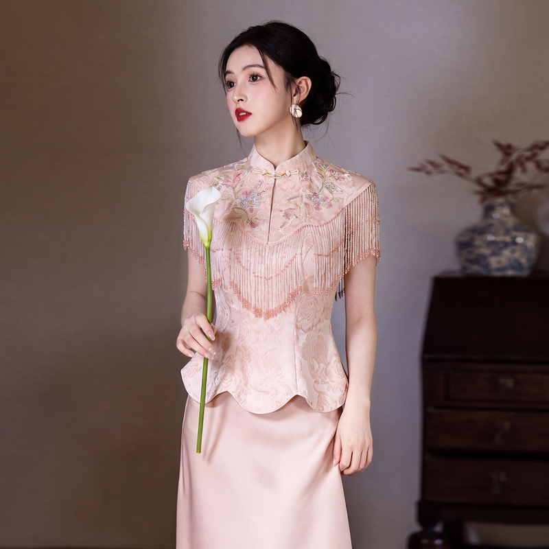 Engagement Dress, New Chinese-Style Women's Clothing 2026 New Pink Toast Dress, Bride's High-End Light Luxury National Style Suit for Women Engagement Dress, New Chinese-Style Women's Clothing 2026 New Pink Toast Dress, Bride's High-End Light Luxury National Style Suit for Women
