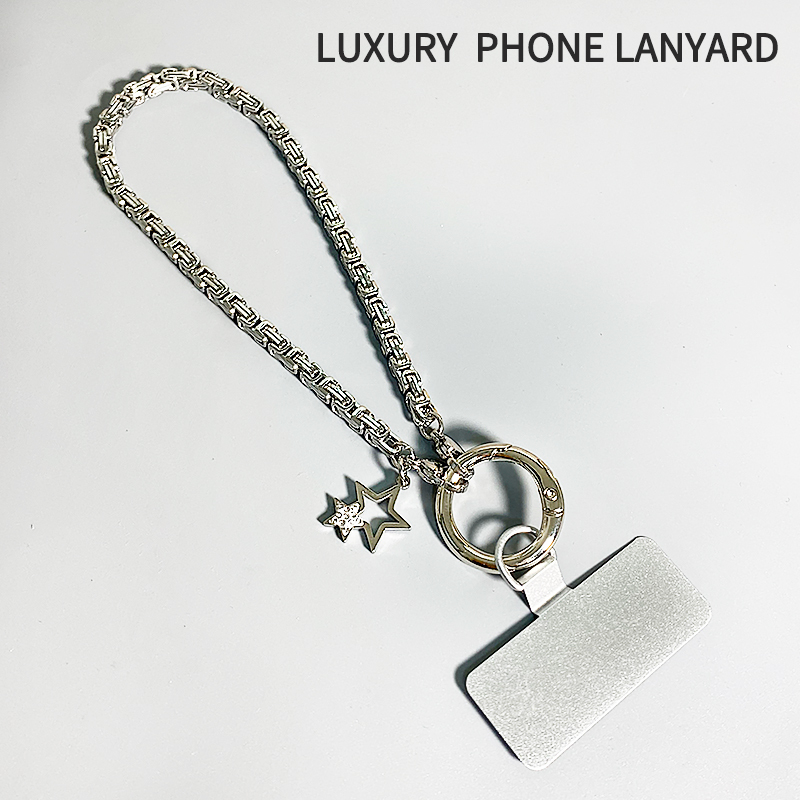 High-End Metal Phone Lanyard, Anti-Lost Chain, Light Luxury Short Wrist Strap, Keychain Pendant, Durable Phone Chain, Trendy