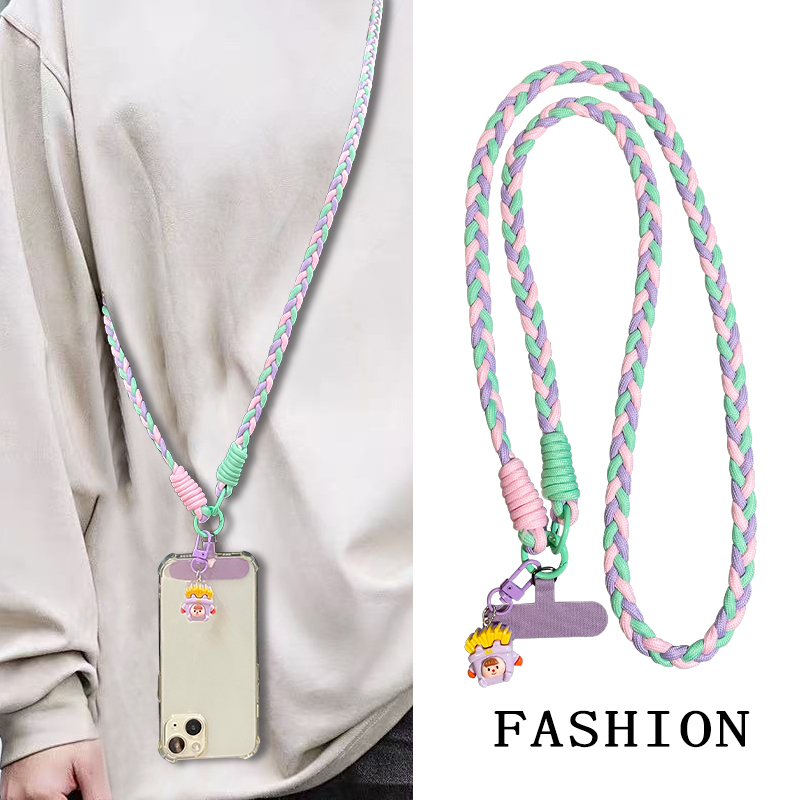 Mobile Phone Lanyard Crossbody Three-Strand Braided Rope Lanyard Long Multi-Functional Versatile Camera Braided Thick Anti-Lost Rope