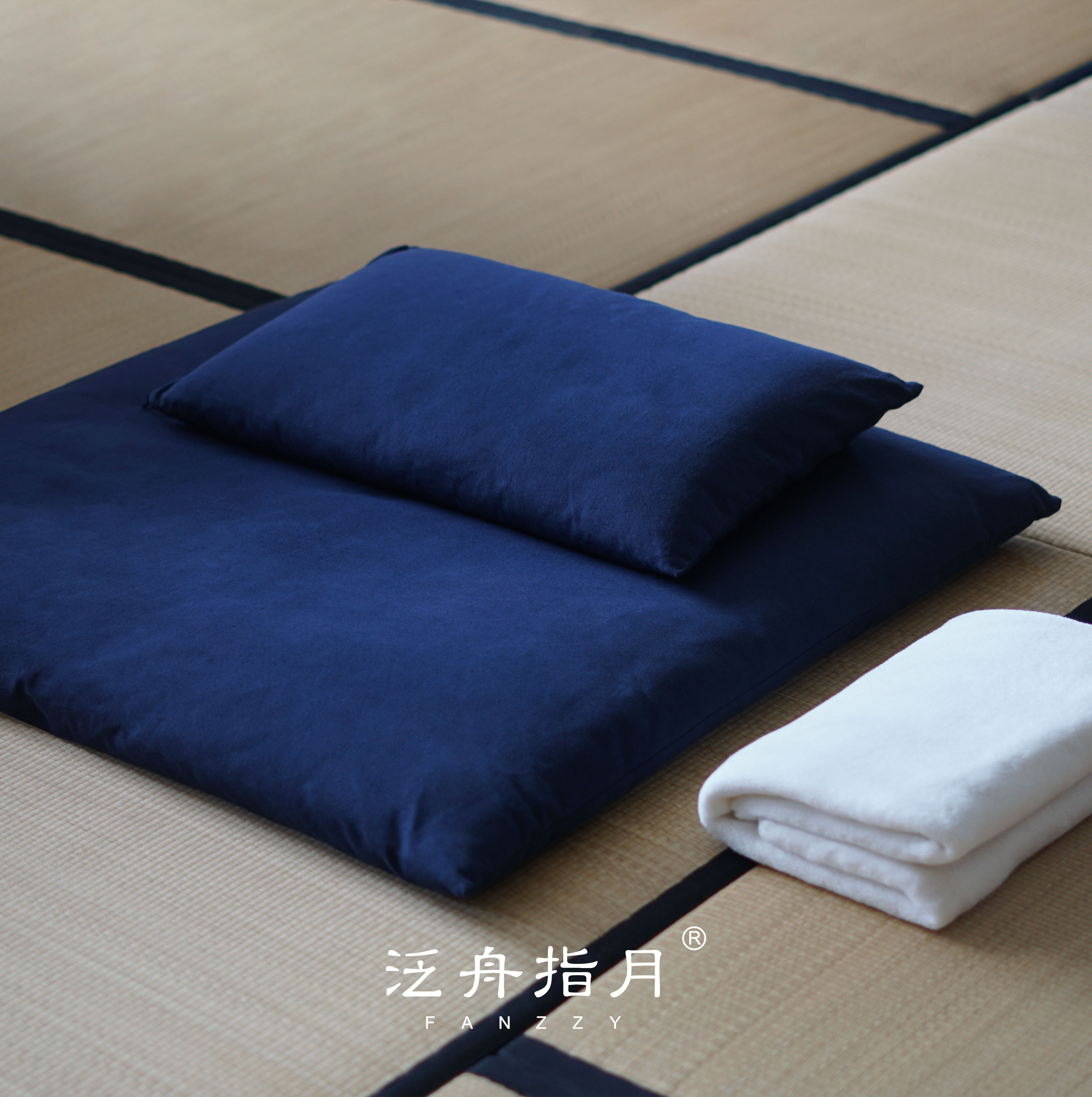 (cotton linen Tibetan green) pan-boat finger moon hidden blue cushion Zen mat meditation cushion wood cotton Jing cushion pure color zen meditation home