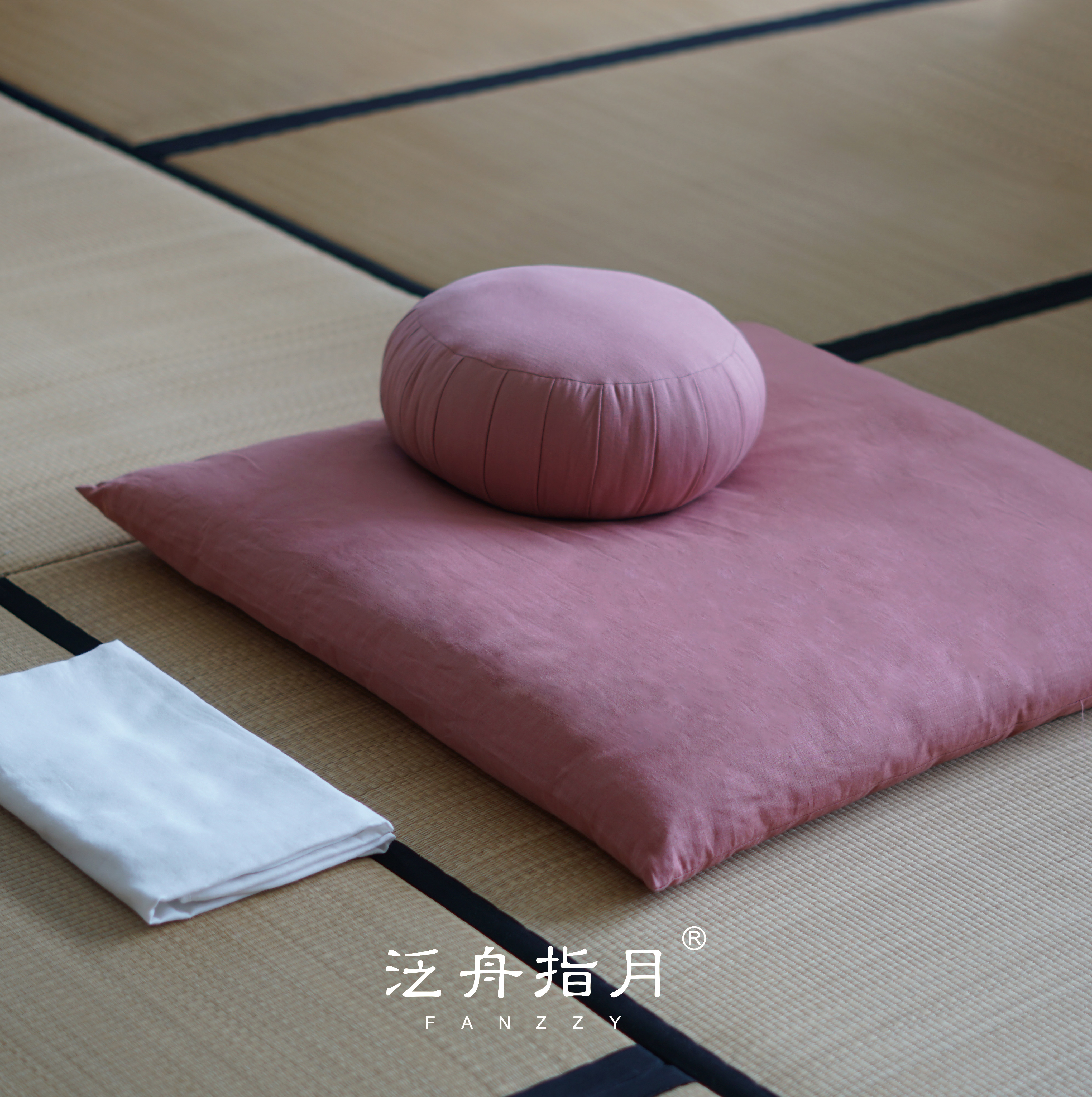 (Linen) Pan-Boat Finger Moonlight Cushion Xiangfei Red Home Zen Room Tea Room Wood Cotton Zen Pad Pure Color