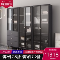 Italian light luxury glass door bookcase with door simple modern study bookcase combination home living room storage cabinet