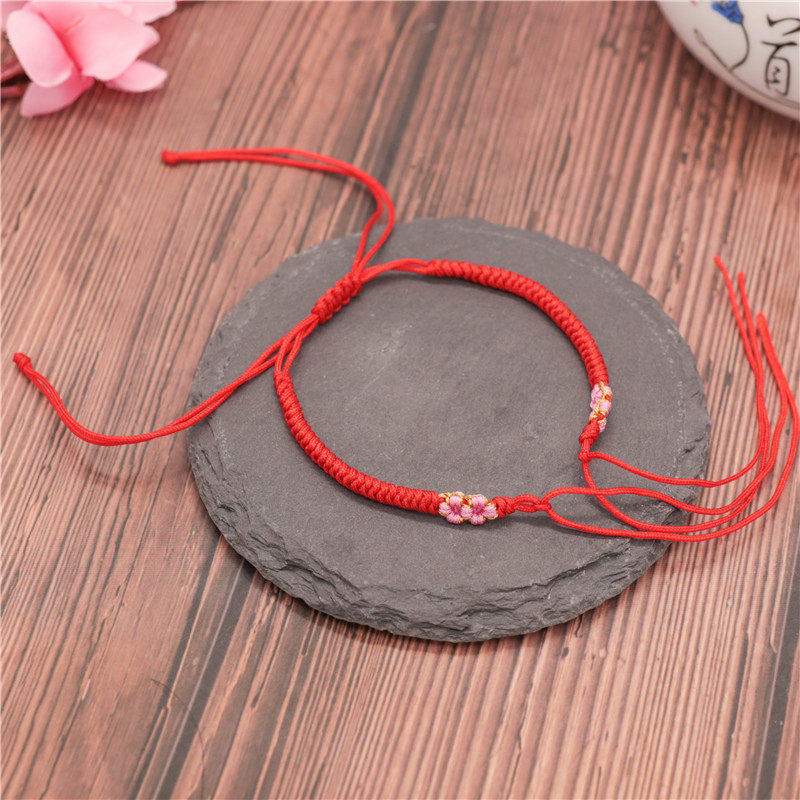 Peach blossom knot semi-finished hand rope can be worn with pearl ethnic wind hand woven diamond knot DIY hard gold and silver red rope handmade