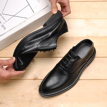 Summer soft sole layer soft leather hollow hollow deodorant breathable Mens shoes thin young men casual business dress leather shoes