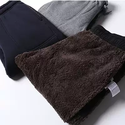 Foreign trade Daily single-guard pants plus velvet pants men's winter casual loose cashmere pants men plus velvet padded sweatpants