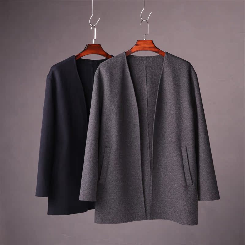 Mẫu nam handmade! Làm bằng tay! Mùa thu đông mới quần áo nam hai mặt pha trộn áo khoác len gió áo dạ nam hàn quốc