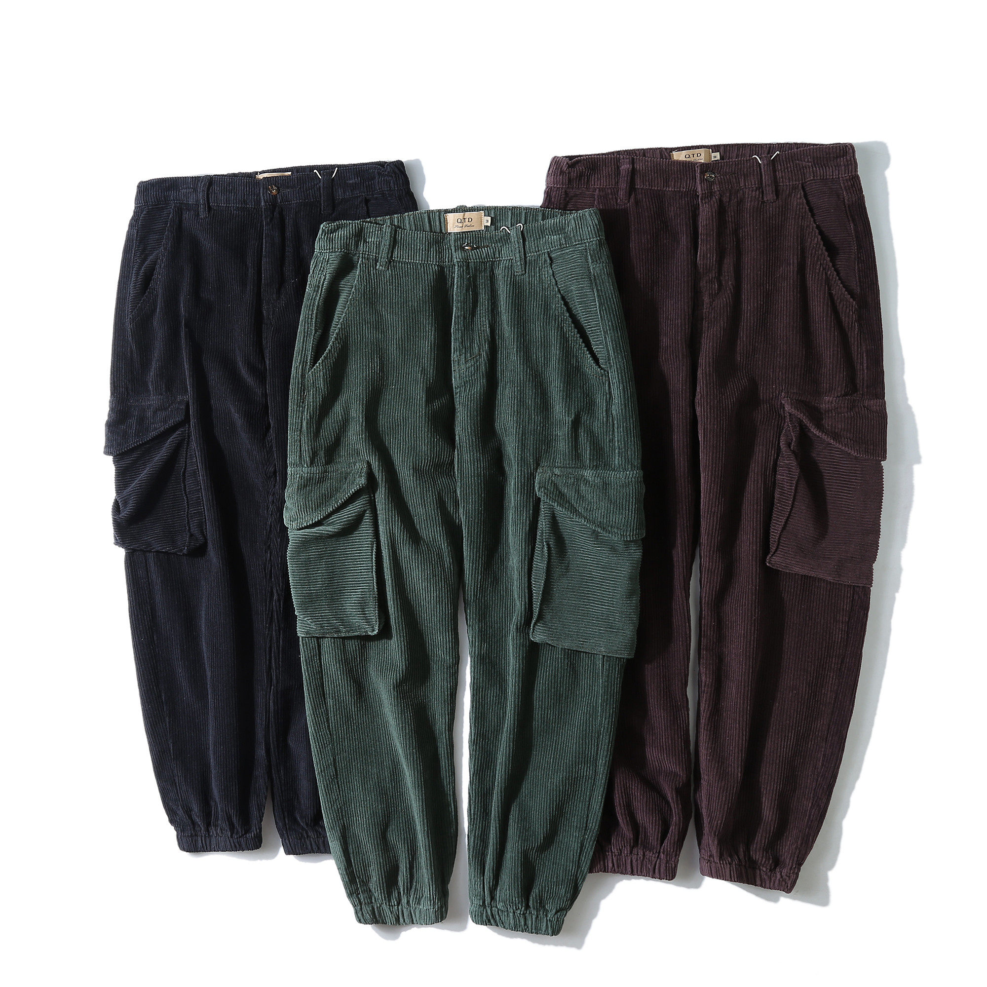 Autumn Clothing Long Pants Fit Pants Men Light Core Suede Days Ensemble Retro Multipocket Tide for Casual Straight Cylinder Pants Tide