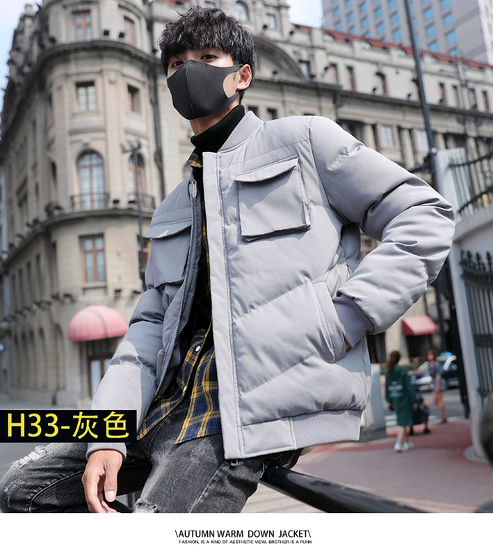 Áo khoác nam 2019 mới có đệm mùa đông hoang dã đẹp trai áo khoác đệm học sinh Hàn Quốc phong cách thời trang áo khoác cotton giản dị mùa đông - Đồng phục bóng chày