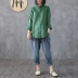 Dza retro áo cotton lỏng nữ áo dài tay xuân 2019 mới áo sơ mi nữ văn chương - Áo sơ mi áo sơ mi voan kiểu hàn quốc Áo sơ mi