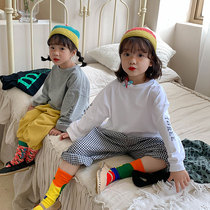 Autumn new boys and girls Korean version of the wild letter sweater childrens baby loose long-sleeved top round neck T-shirt