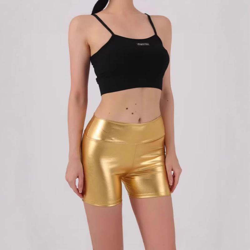 Women's Gold-Colored Casual Pants, Shiny Sexy Hot Pants, Colorful Gold-Stamped Shorts, Performance Wear, Internet Celebrity Clothing, Popular Items
