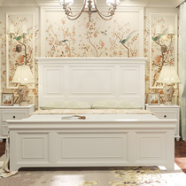 Lishang American country solid wood bed White 1 8 meters master bedroom modern simple double bed Pastoral style furniture