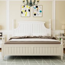 Solid wood double bed box bed 1 5 meters storage bed 1 8 meters American country simple bedroom European light luxury white