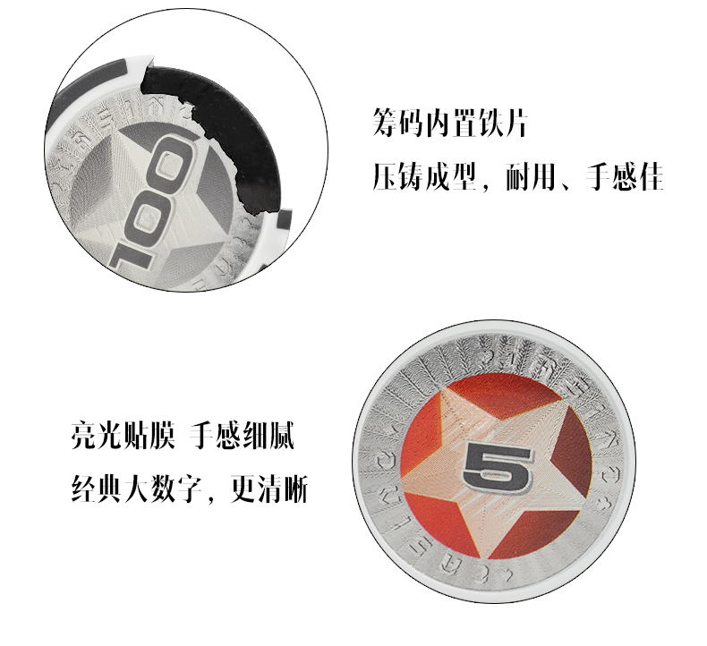 Pentagram ABS Texas Holdem Poker Baccarat Black Jack Blackjack 21 Stud Fried Golden Flower Cow Bull Mahjong Chip Coin - Các lớp học Mạt chược / Cờ vua / giáo dục cờ vua kim loại