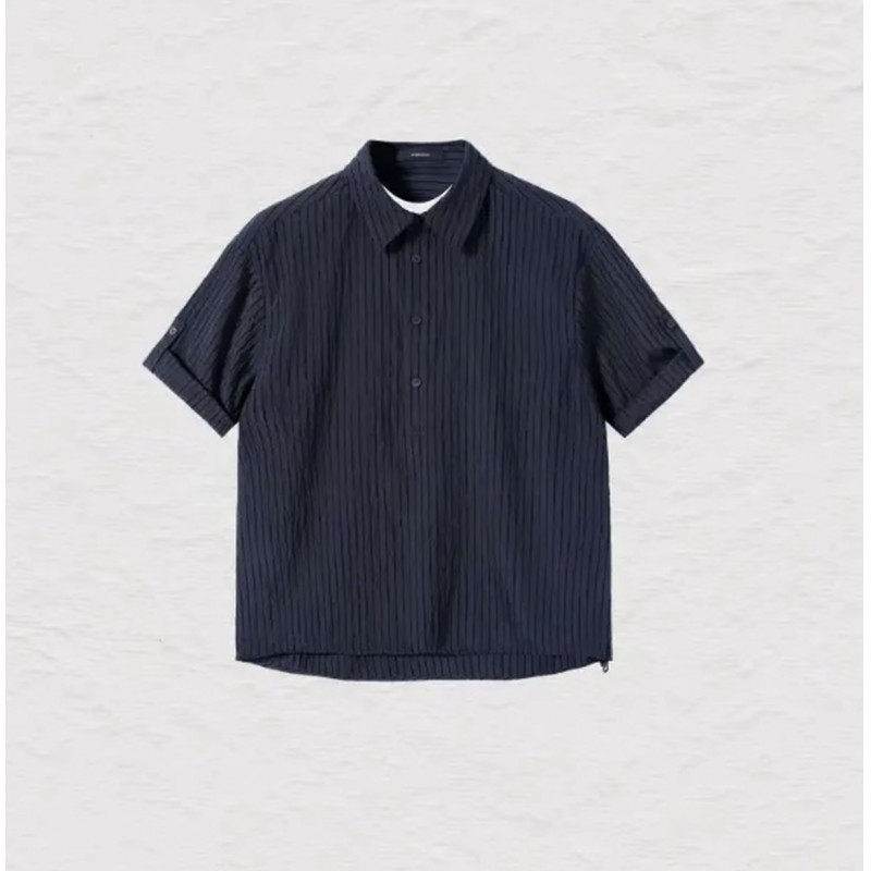 Nyhsugoo Men's Summer Short-Sleeve Shirt with Adjustable Hem, Slightly Loose Fit, Two-Piece Style 25221 Nyhsugoo Men's Summer Short-Sleeve Shirt with Adjustable Hem, Slightly Loose Fit, Two-Piece Style 25221