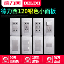 Delixi 120 type switch socket brushed silver panel five-hole TV computer module combination wall switch