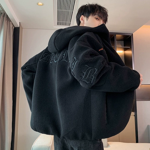 Мужская зимняя утепленная толстовка, трендовая демисезонная толстовка с капюшоном, утепленный лонгслив, бархатная куртка