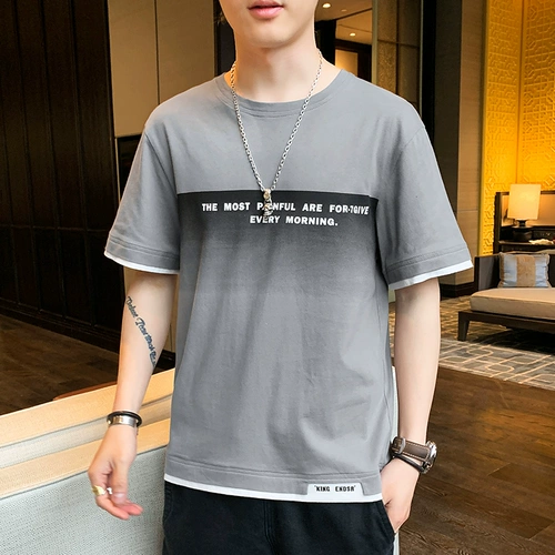 Трендовая приятная телу хлопковая брендовая футболка с коротким рукавом, оверсайз, круглый воротник