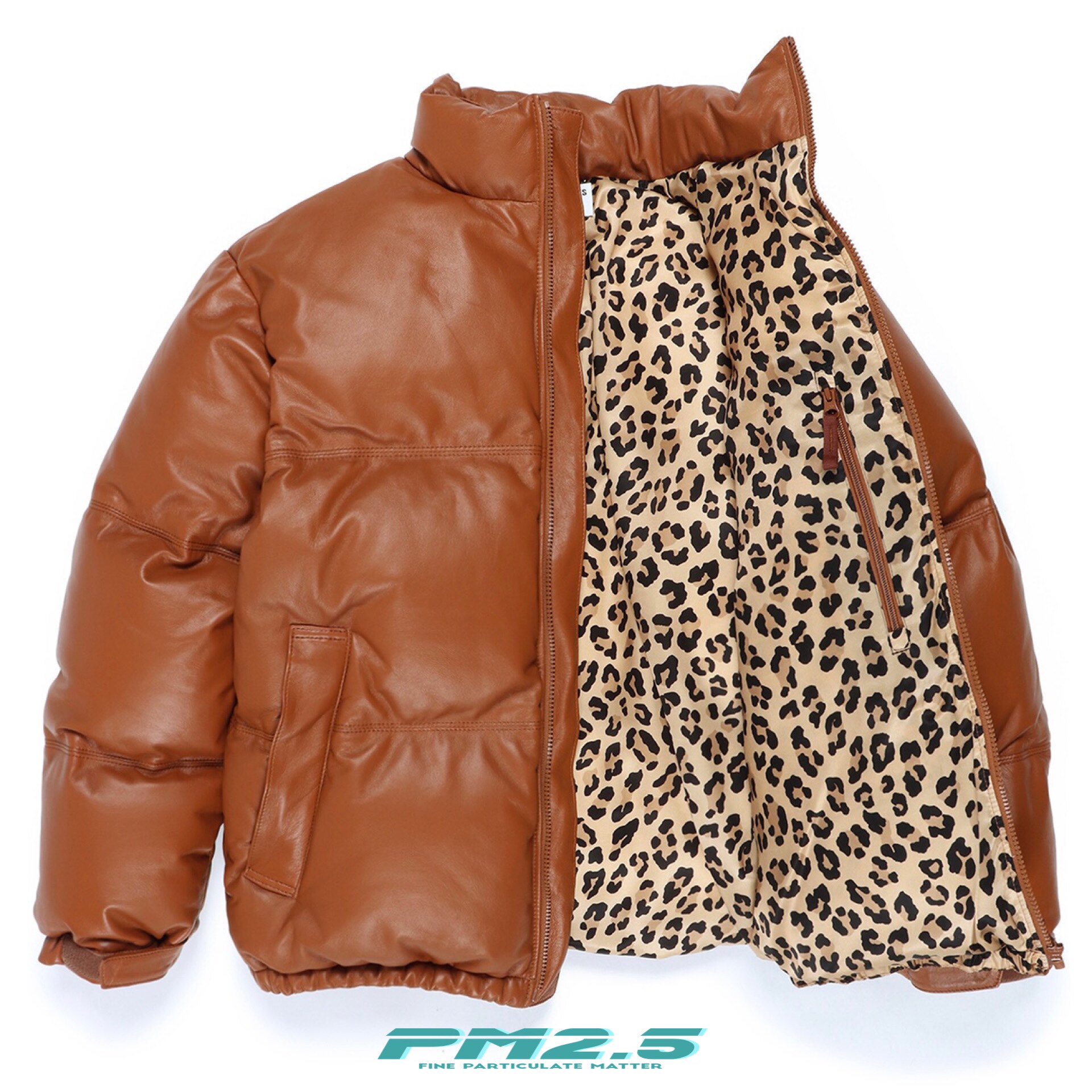 WACKOMARIA новый полный овчина леопард вкладыш вниз куртка пальто LEATHER DOWN JACKET 