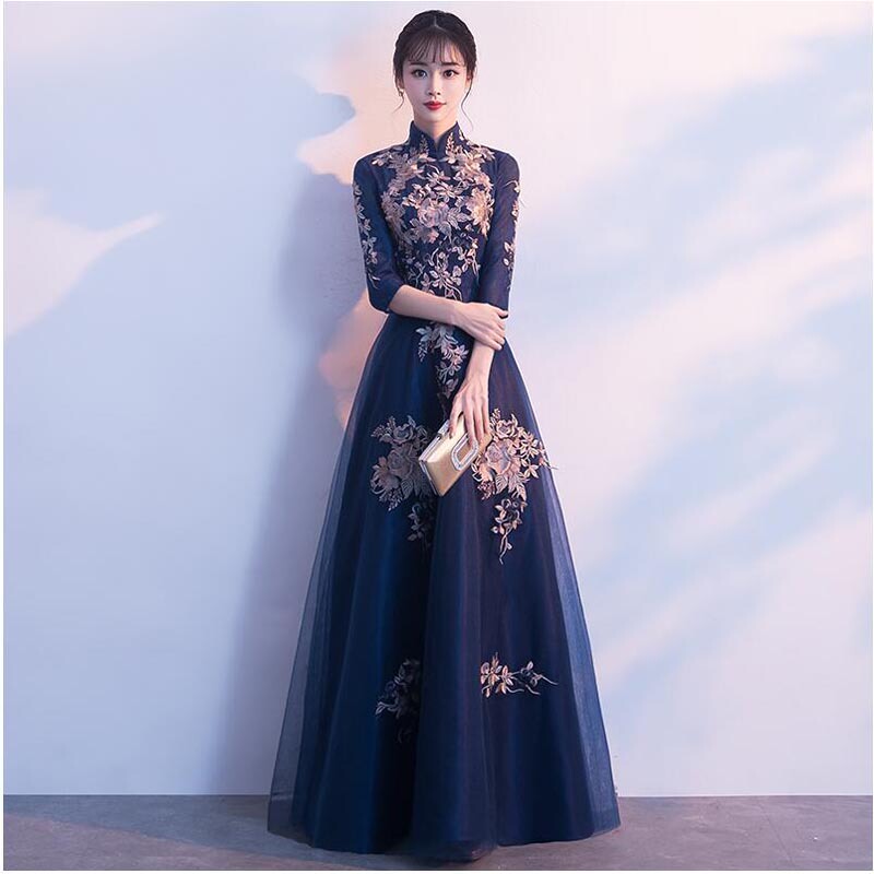 Annual Meeting Evening Dress for Women 2026 New Spring Banquet Elegant Party Dress Mid-Length Slimming Long-Sleeved
