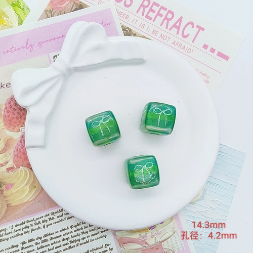 Акриловые зеленые универсальные игральные кости с бусинами, бусины, широкая цветовая палитра, «сделай сам», со сквозным отверстием