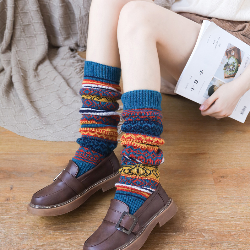 Calf Socks, Stacked Sock Covers, Japanese-Style Leg Warmers, Knitted Thickened Warm Foot Covers, Fashionable Boot Covers, Women's Yoga Sock Covers