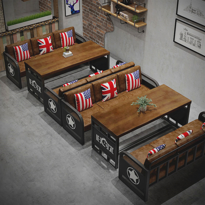 Industrial wind clear bar Music Bar Cassette Sofa Commercial Retro Wine Gallery Dining Room Coffee Grill and chairs Composition