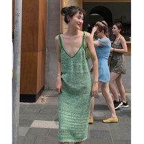 Sanya beach dress women seaside holiday Super fairy long dress small man suspender dress 2021 new summer loose