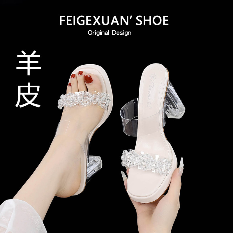 Transparent High-Heeled Shoes for Women, Summer 2025 New Style, Fairy Style, Outdoor Wear, Waterproof Platform, Comfortable Thick Heel, Crystal Heel Sandals Transparent High-Heeled Shoes for Women, Summer 2025 New Style, Fairy Style, Outdoor Wear, Waterproof Platform, Comfortable Thick Heel, Crystal Heel Sandals