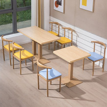 Snack Small Noodle Gallery Economy Type Table Fast Food Restaurant Imitation Solid Wood Iron Art Horn Chair Breakfast Table And Chairs Combined Rectangle