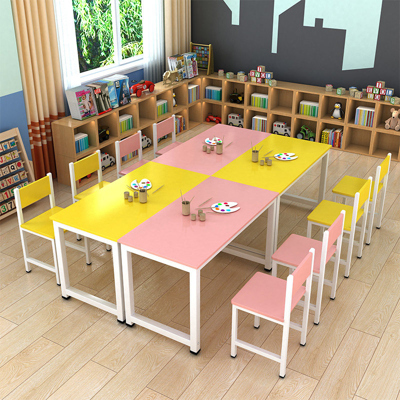Children Drawing Small Table Nursery School Learning Fine Arts Painting Table Coaching Remedial Class Training Course Desks And Chairs Color