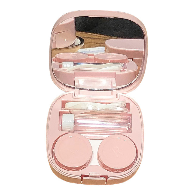 ins contact lens box portable high-end contact lens box color lens storage box with mirror myopia companion box