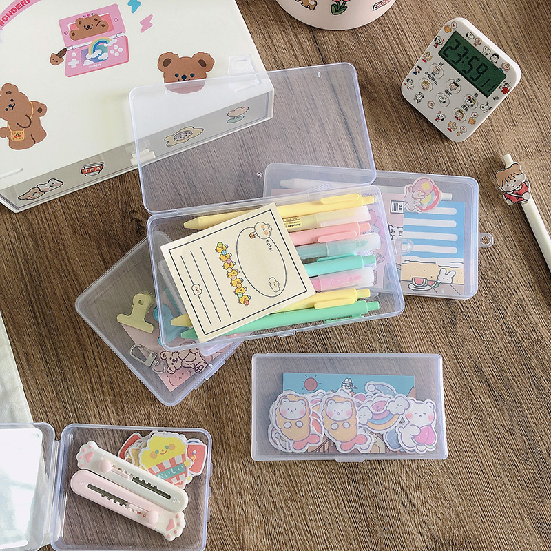 Transparent Desktop Split Hand Ledger Sticker Convenience Post Finishing Small Box Students Ins Plastic Inductive Label Containing box