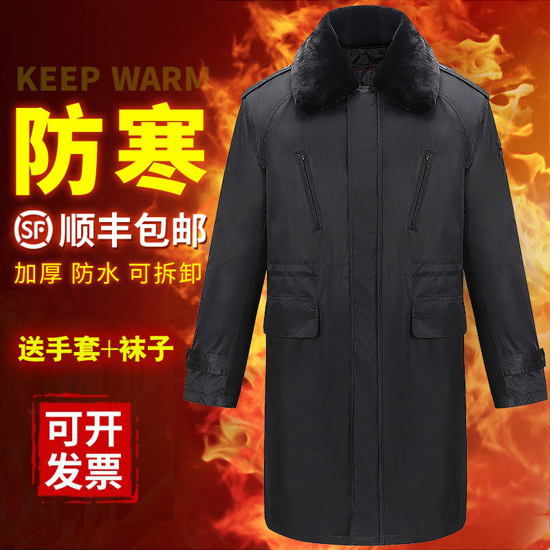 Military cotton coat men's northeast thickened winter anti-cold wear long version multifunction workwear black cotton padded jacket Law-coated cotton clothing