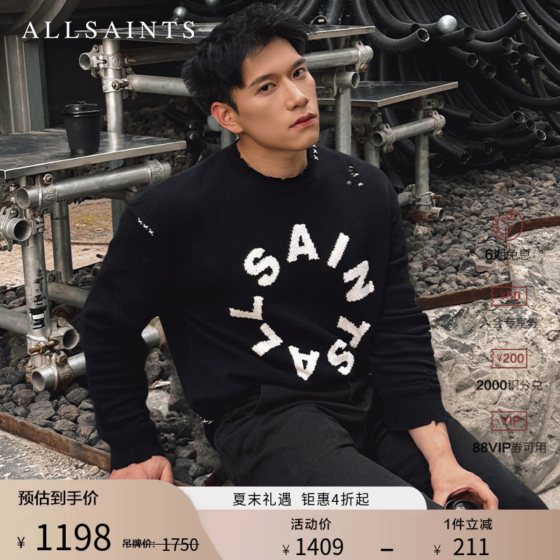 Allsaints Men's Ripped Sweater Logo Knitted Pullover 2026 Spring Men's Clothing M025Kc Allsaints Men's Ripped Sweater Logo Knitted Pullover 2026 Spring Men's Clothing M025Kc