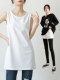 Spring and Autumn Sweatshirt Base Layer Tank Top for Women, Round Neck, Mid-Length, Sleeveless, White, Butt-Covering, Layered Camisole Base Shirt