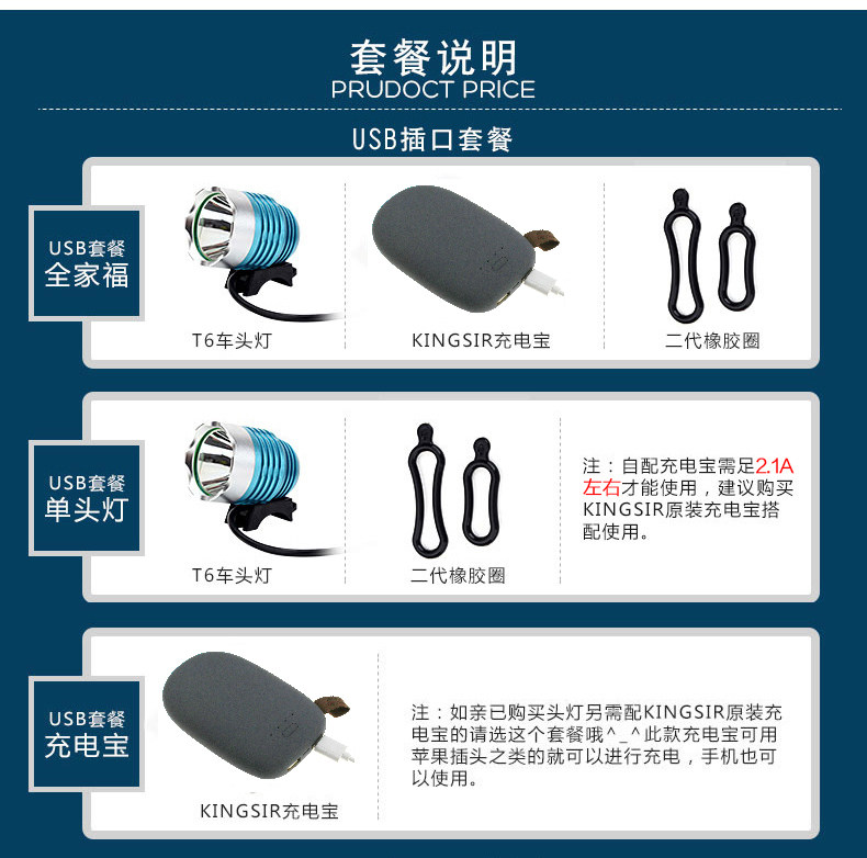 Eclairage pour vélo KINGSIR - phare - Ref 2398857 Image 27